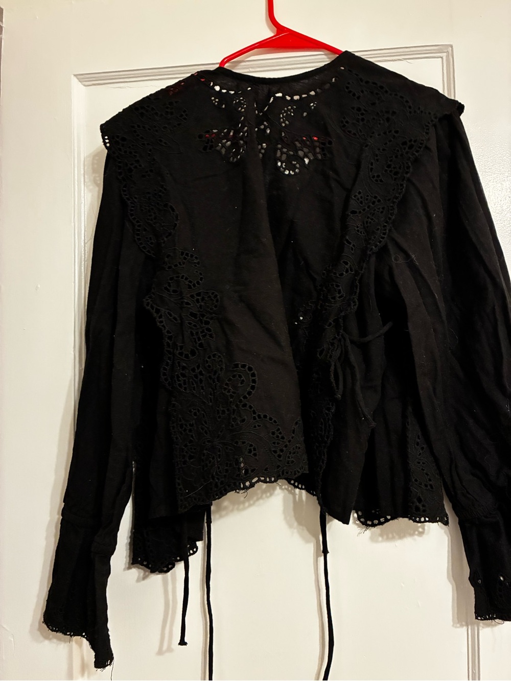 Topshop Black Eyelet Top - ties in back and sides